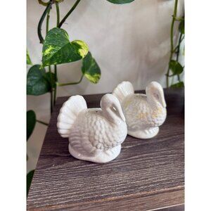 Two ceramic turkey salt and pepper shakers